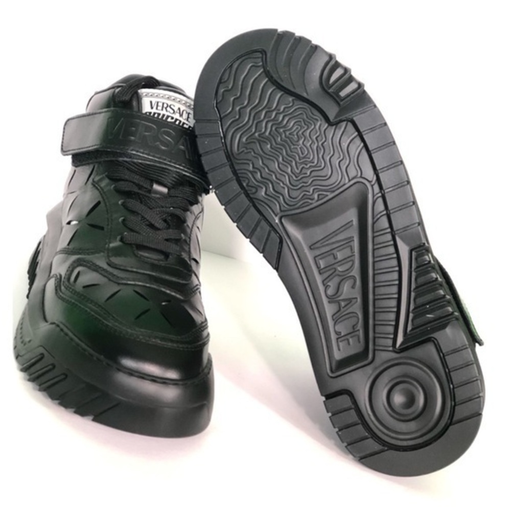 VERSACE Men’s High Top Leather Round Toe Sneakers IT Size 42.5 US Size 9.5 NWT